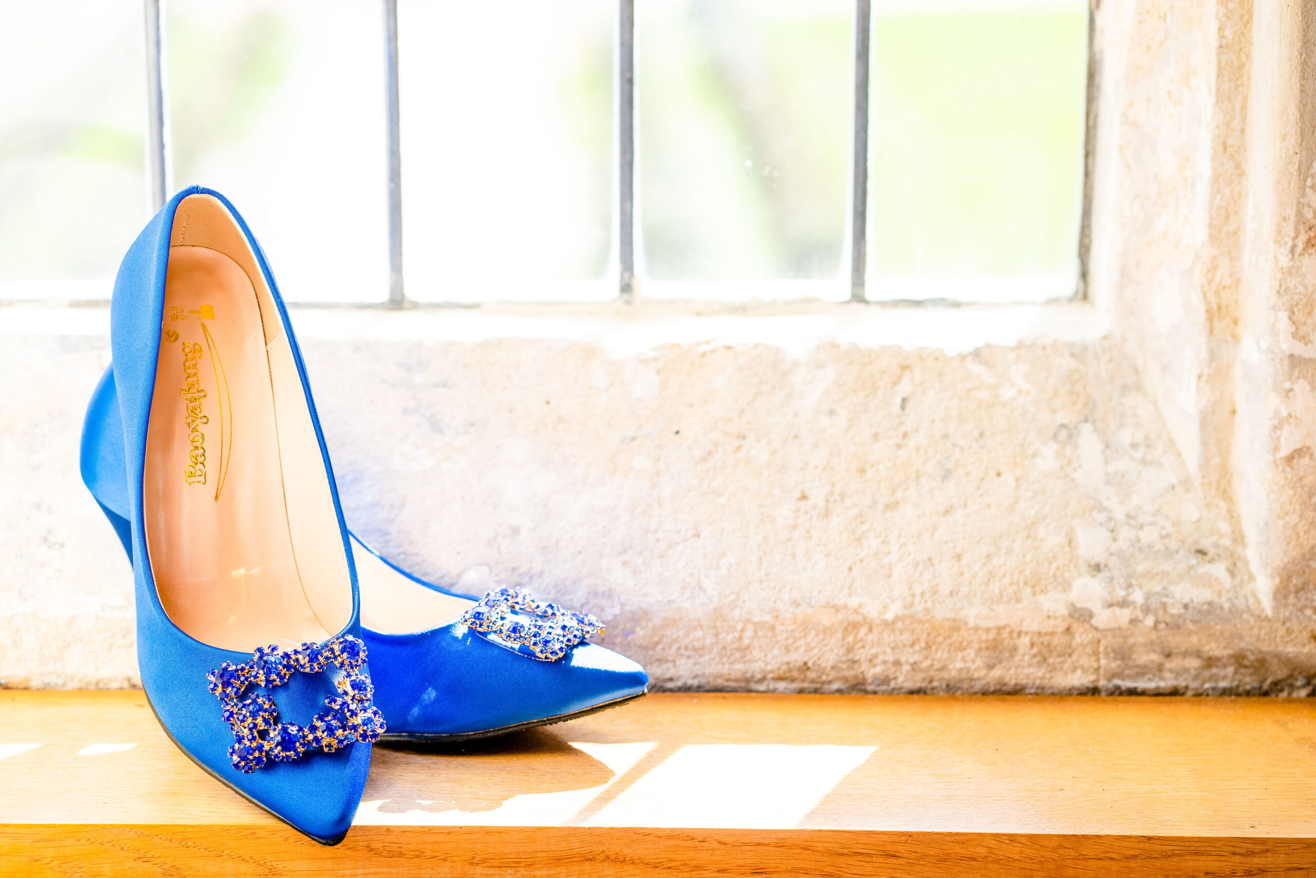 Shoe detail at wedding photographed by Notley Abbey wedding photographer 