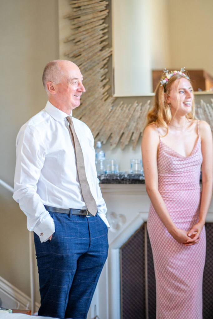 Bride and Groom getting Ready in hotel renaissance London 