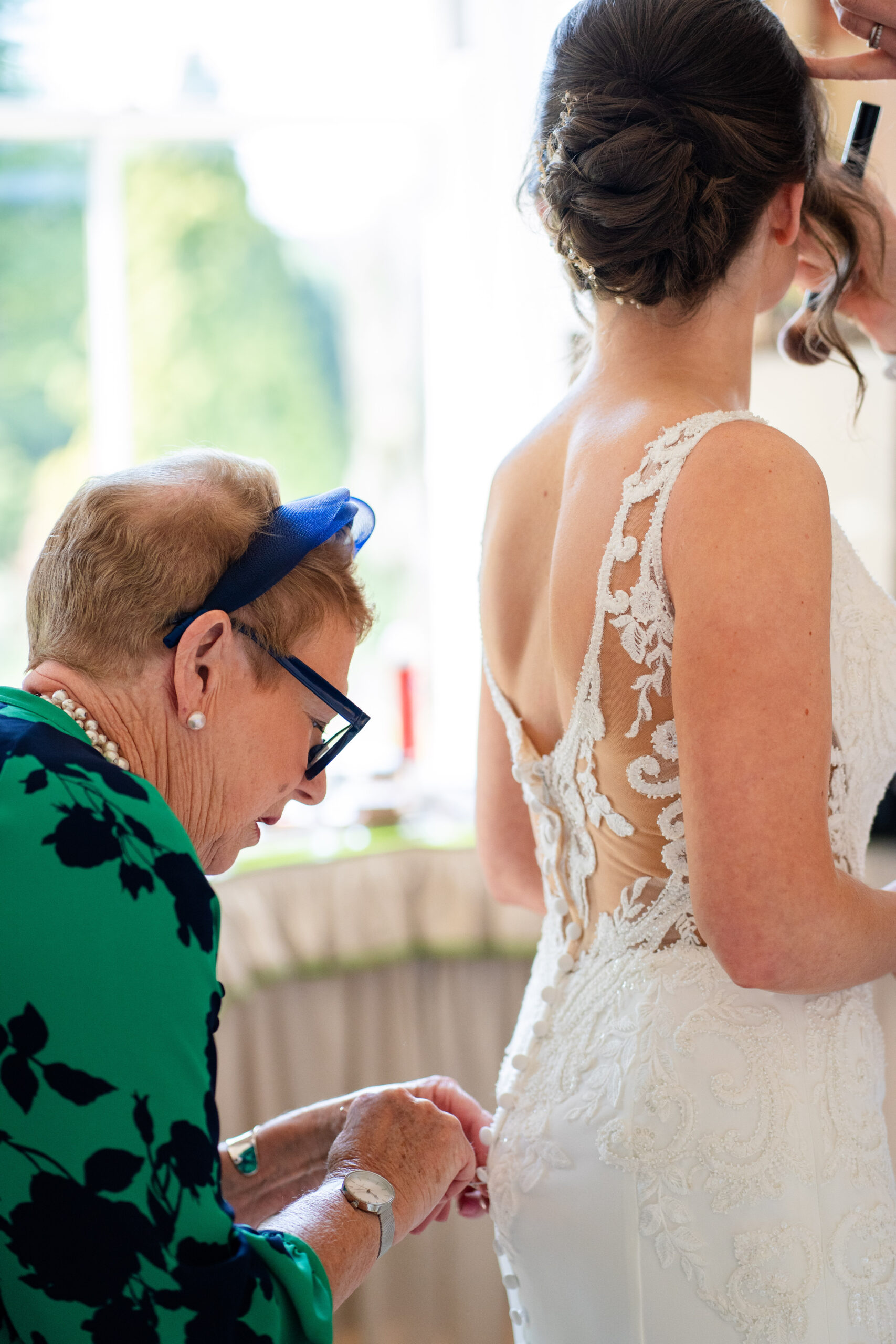 Bride getting ready at Hooton Pagnells bridal suite