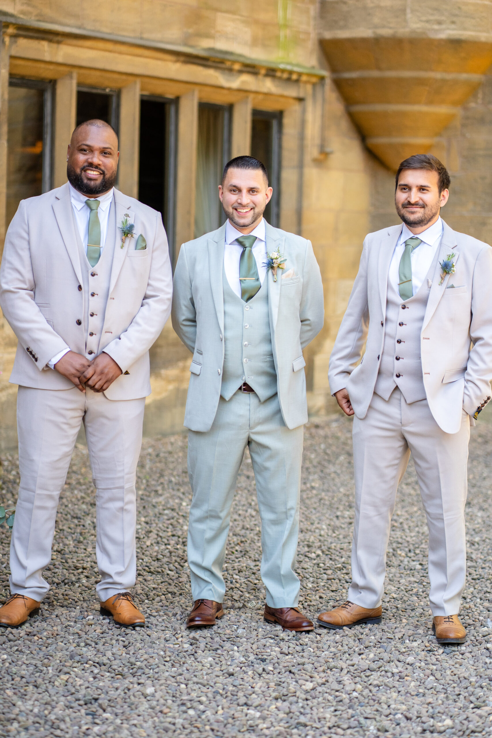 Groom getting ready portraits at Hooton Pagnell Hall