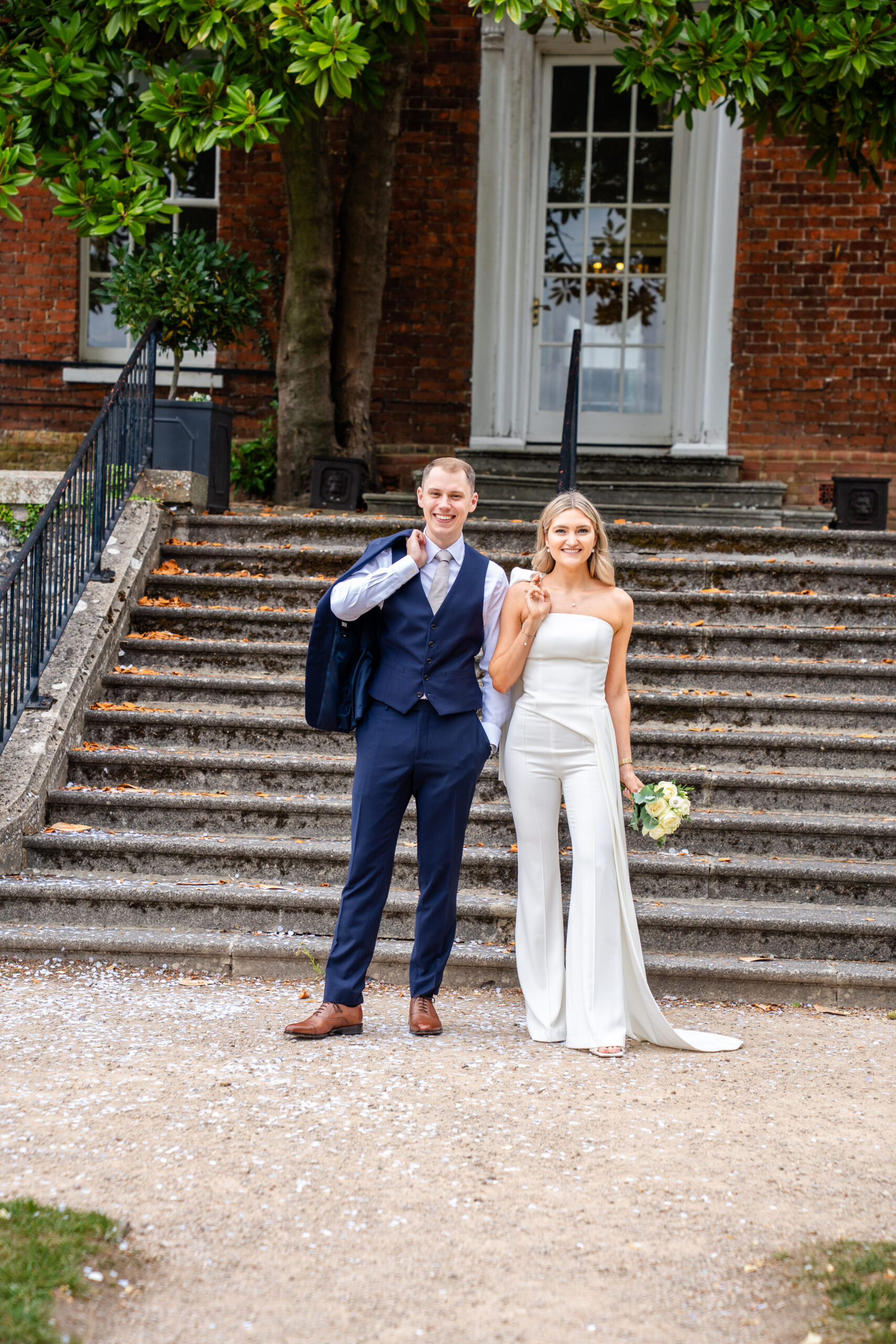 fun and relaxed couple portraits in Surrey registry office