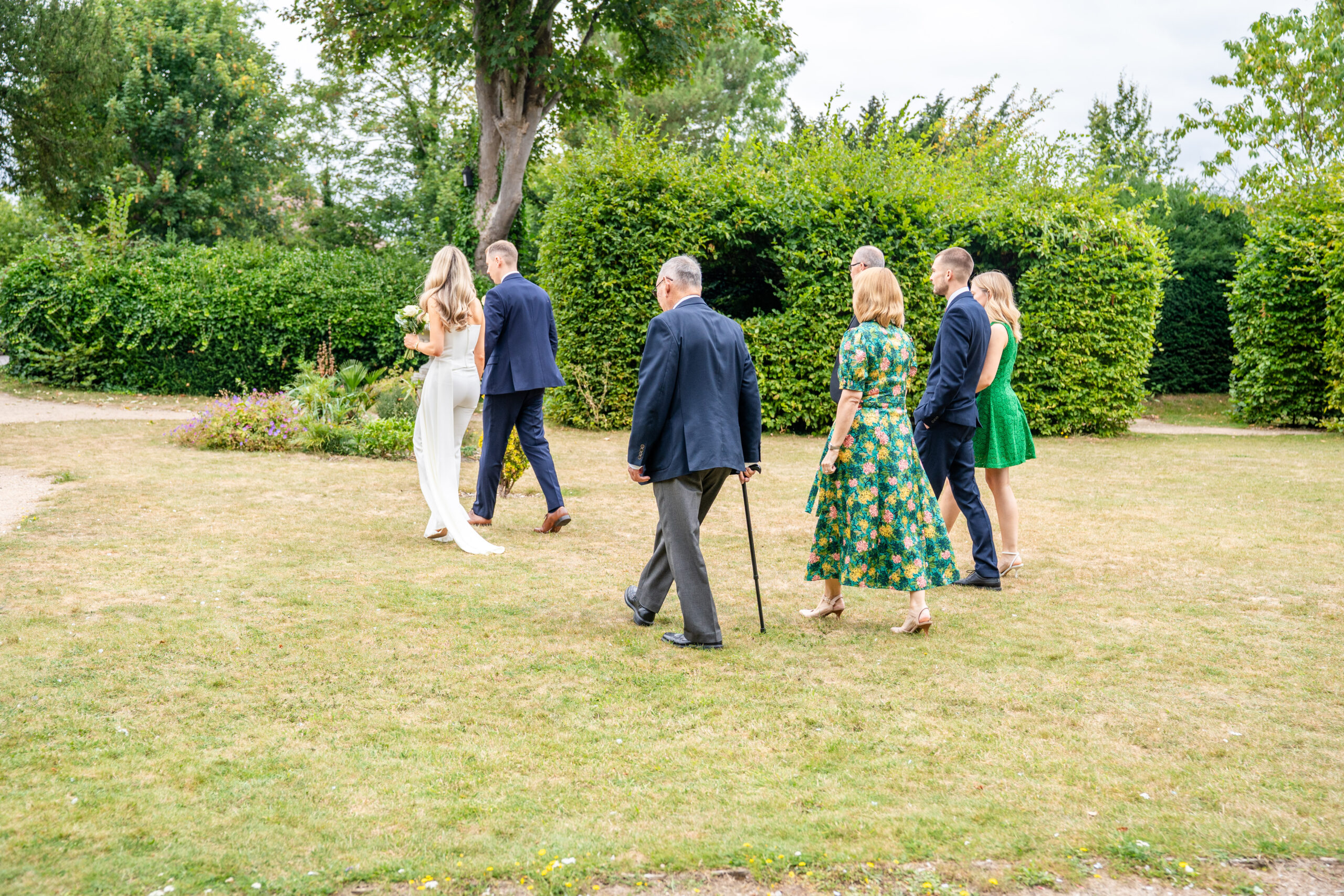 Guests leaving Leatherhead registry office