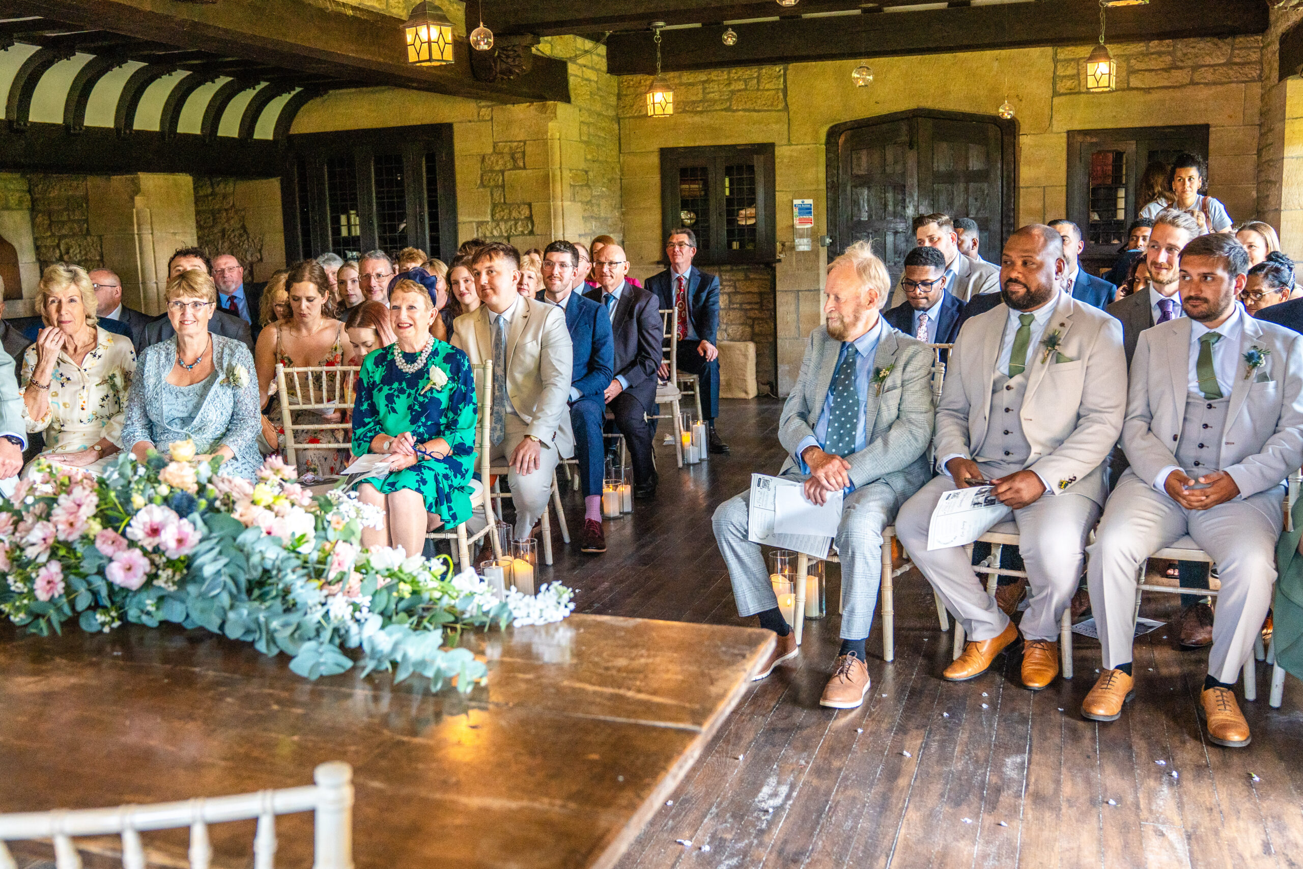 Guests in the ceremony in South Yorkshire wedding 