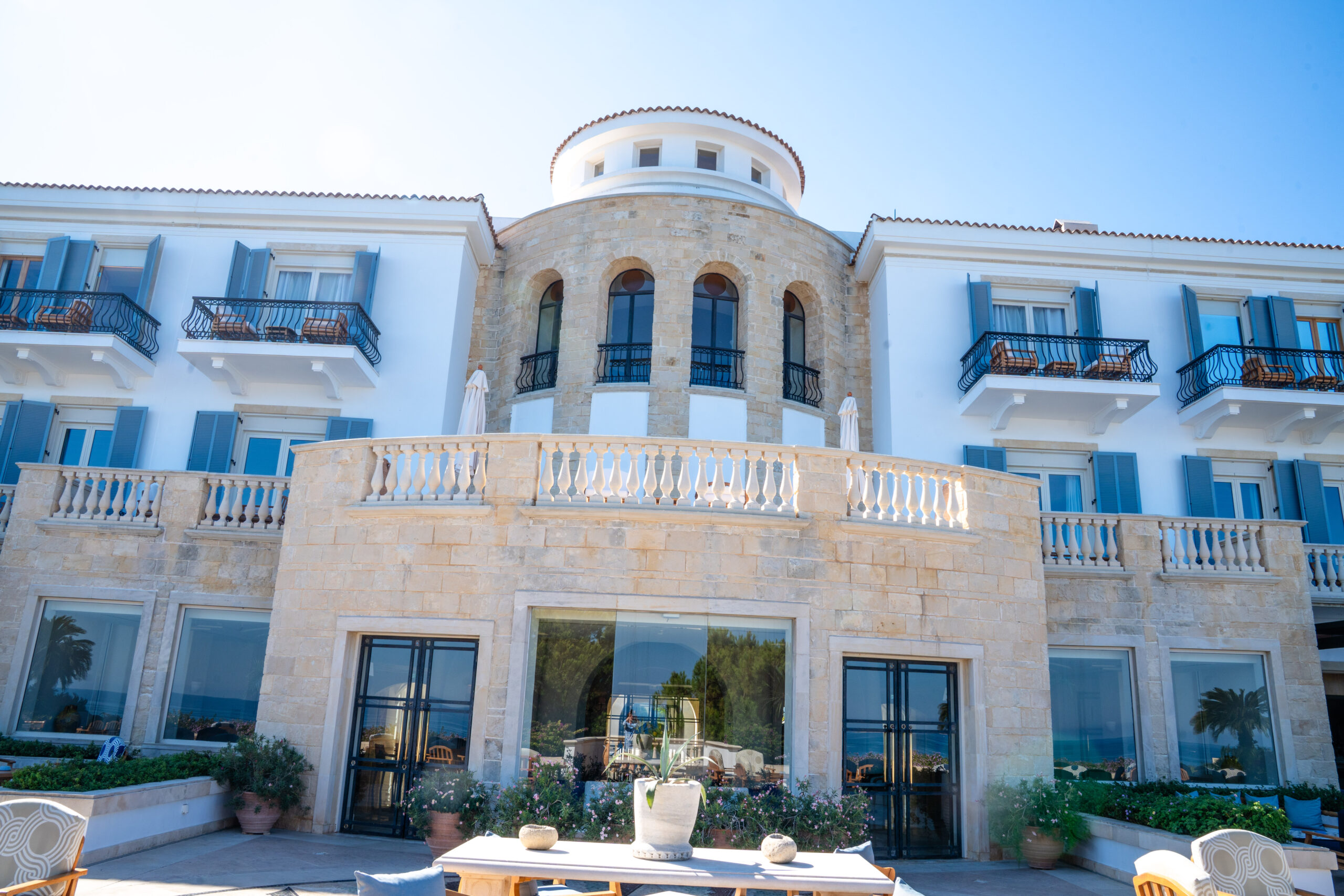 The terrace front of the Anassa Hotel