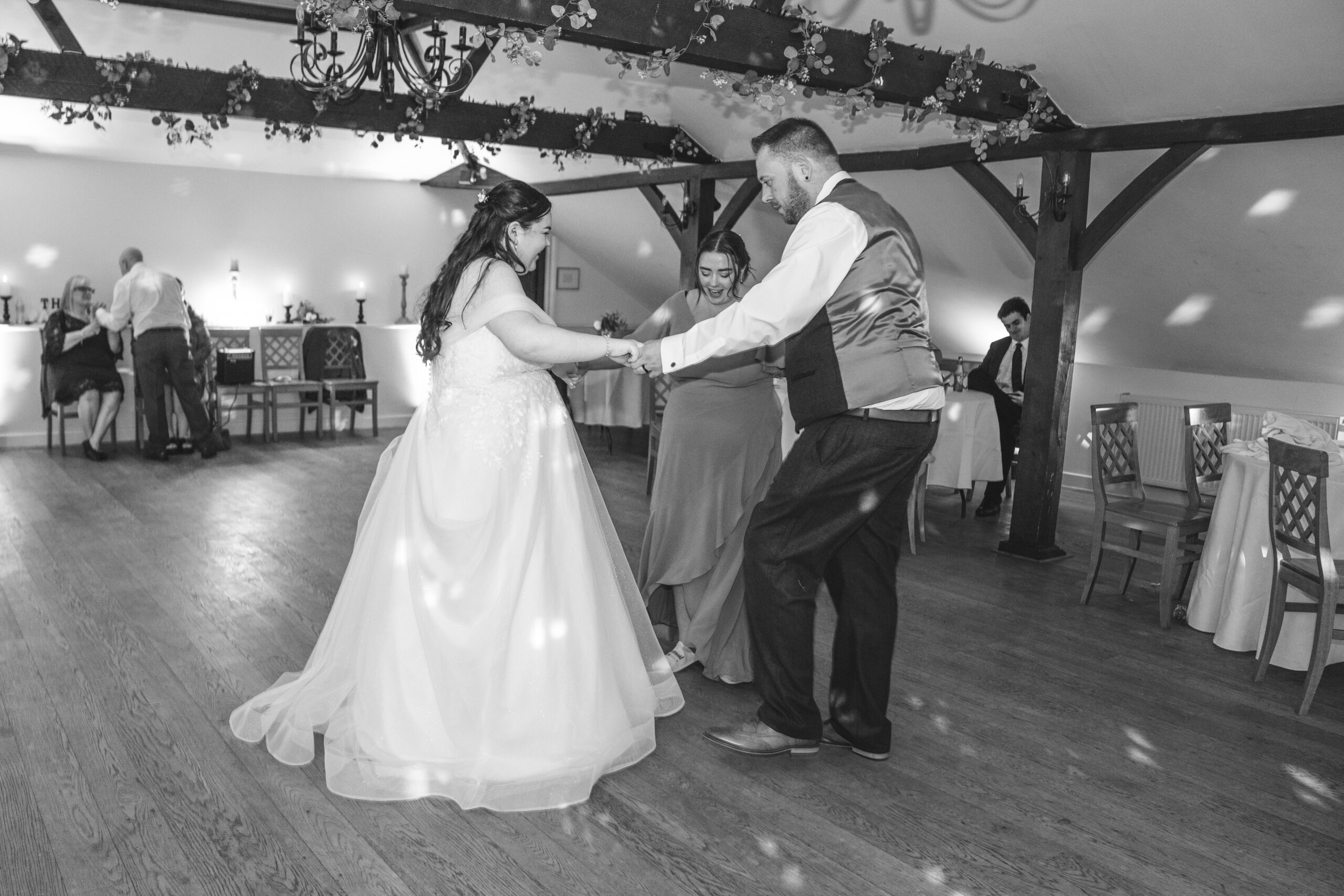 Dance floor moment with friends captured by south London wedding photographer