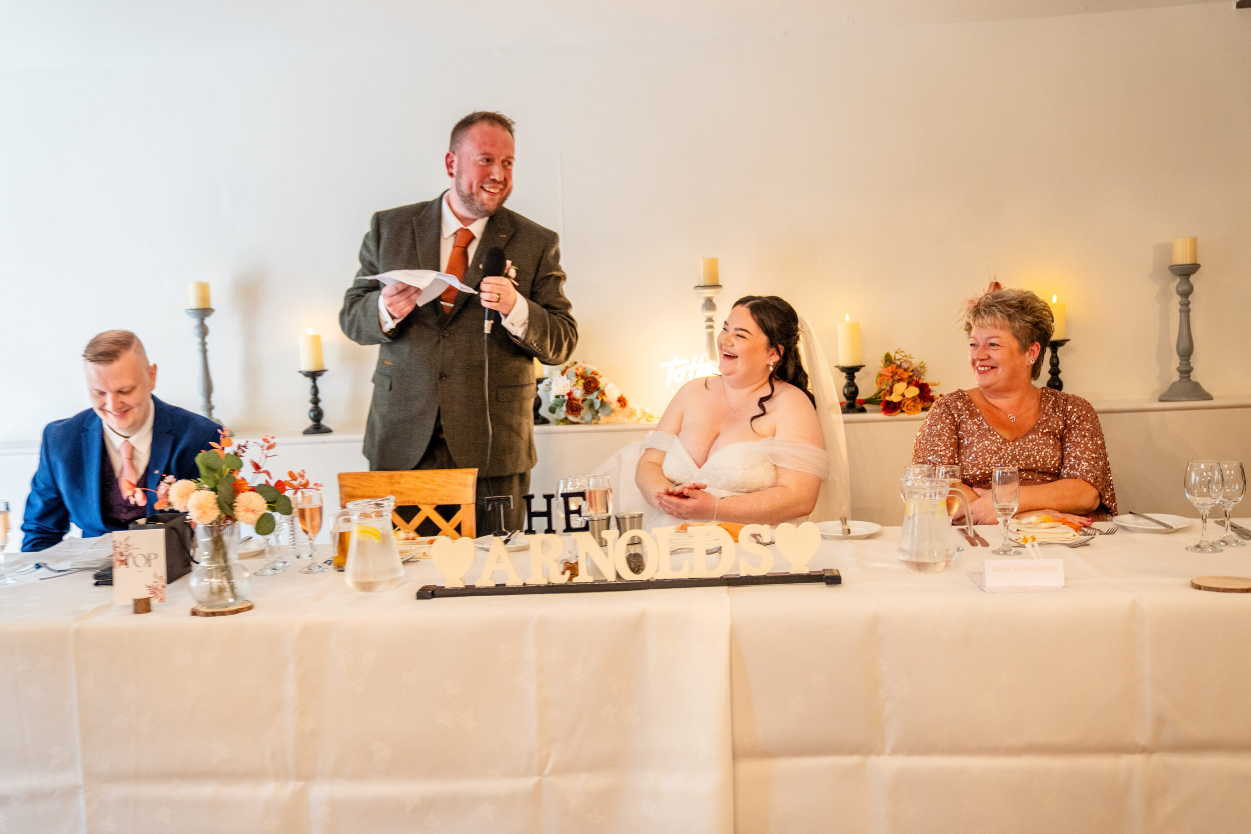 Speeches in the rustic Oaks Farm barn — Croydon wedding photographer, candid wedding photogrpahy