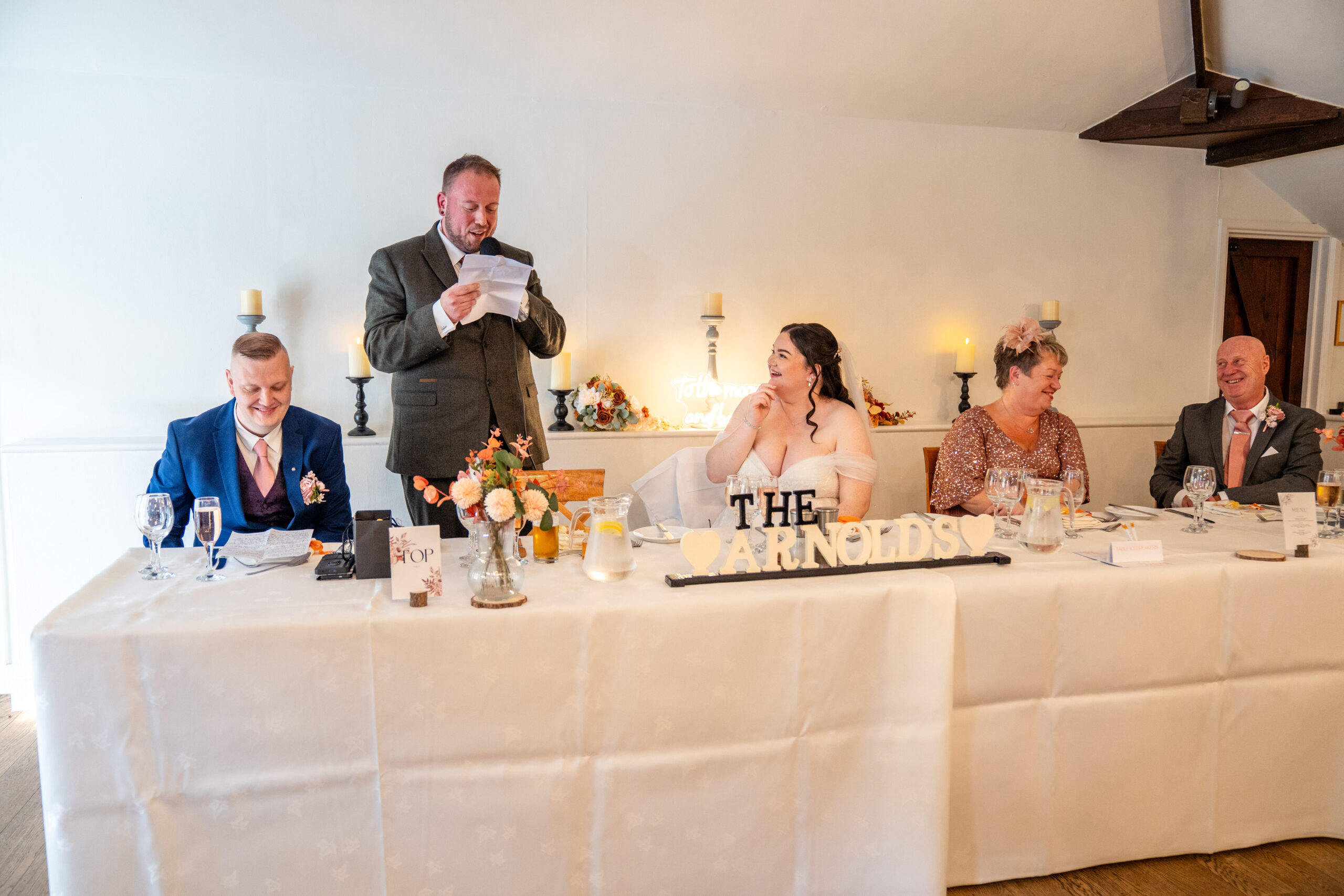 Speeches in the rustic Oaks Farm barn — Croydon wedding photographer