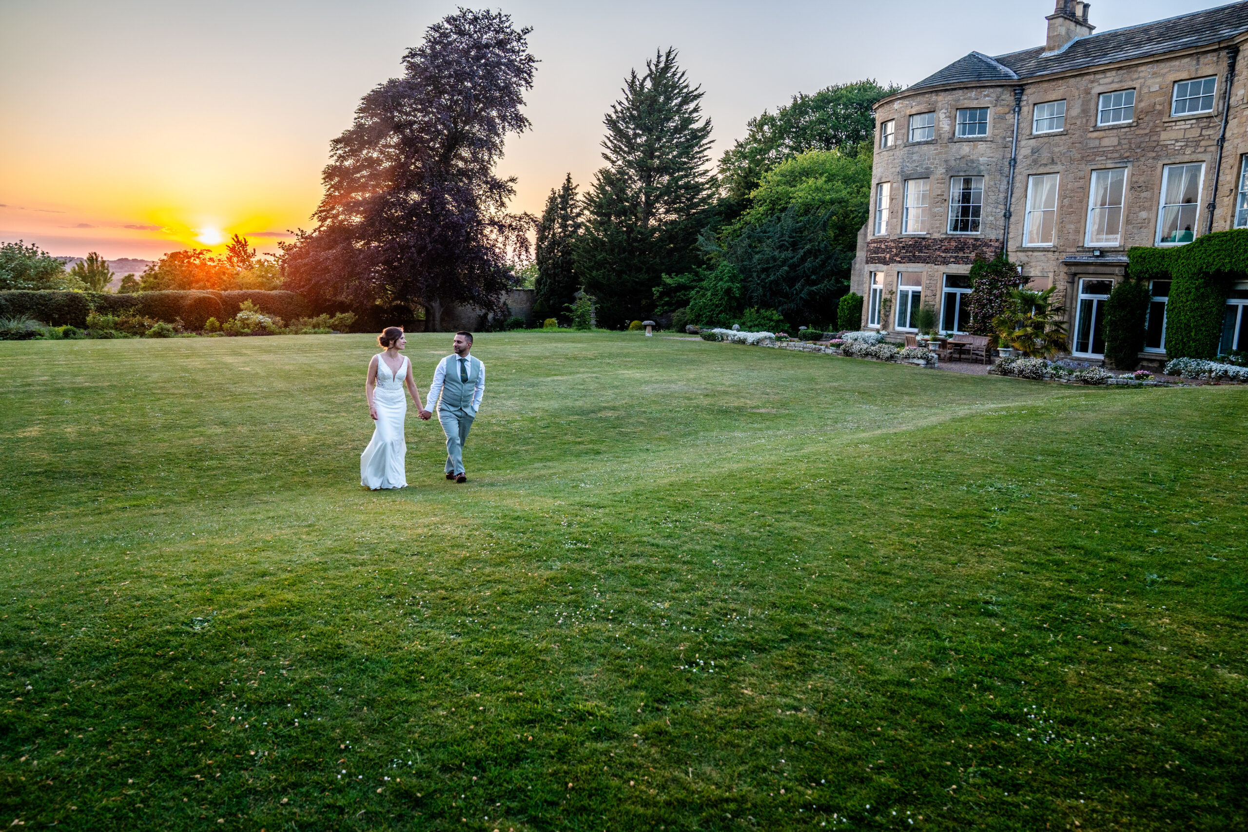 Relaxed just married couple walking after ceremony London wedding photographer