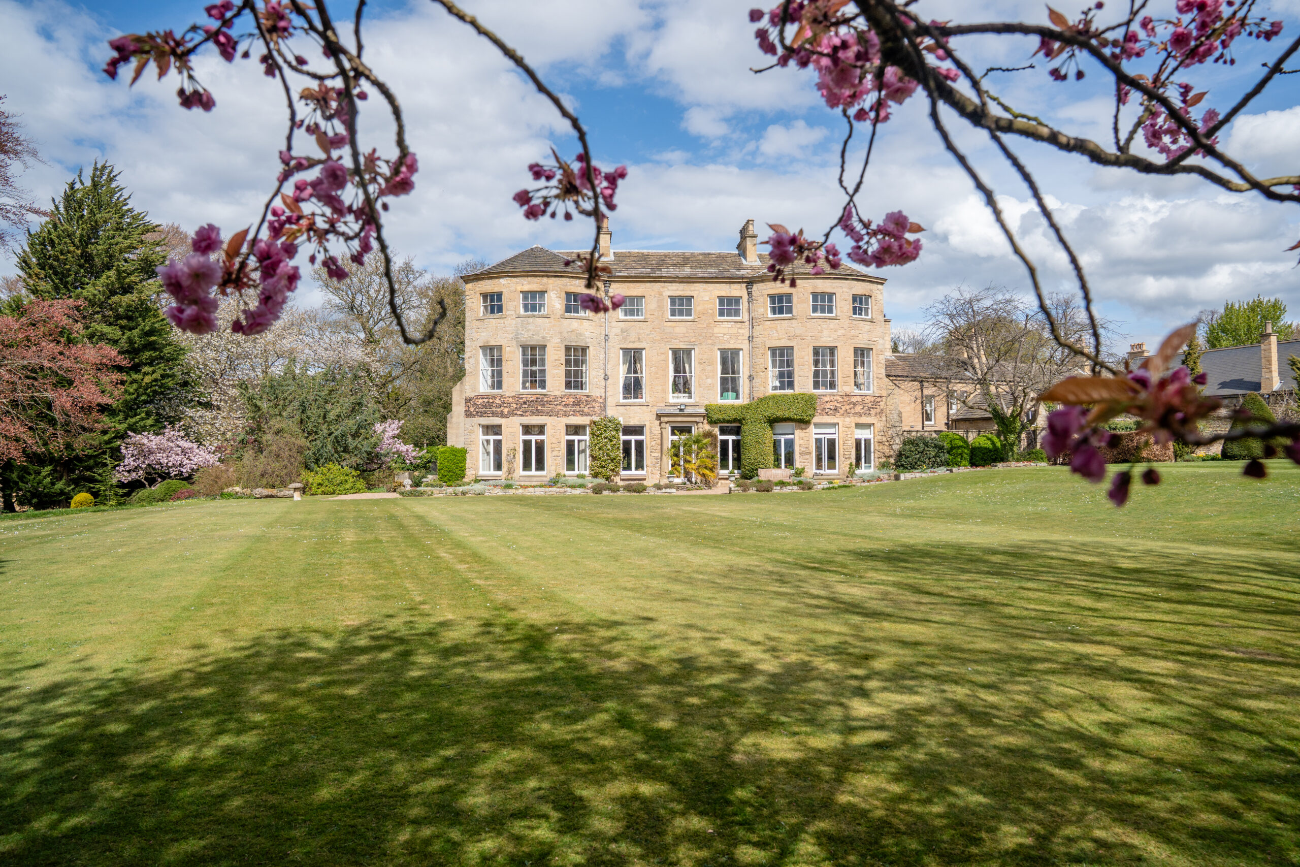 Spring blossom at Hooton Pagnell hall photographed by documentary wedding photographer South Yorkshire